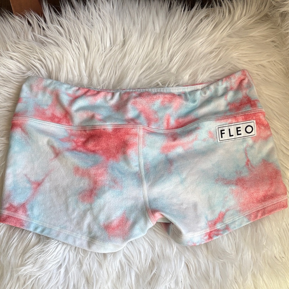 Fleo Women's Tie-Dye Athletic Shorts - Pink and Blue